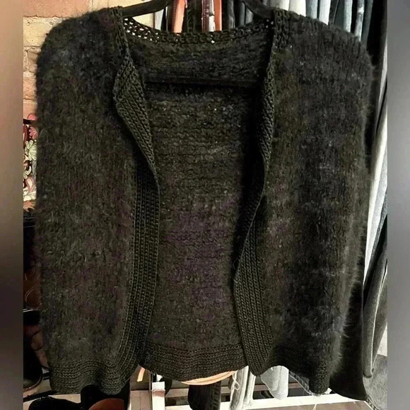 Knit open front long sleeve cardigan sweater black size M - Picture 1 of 8